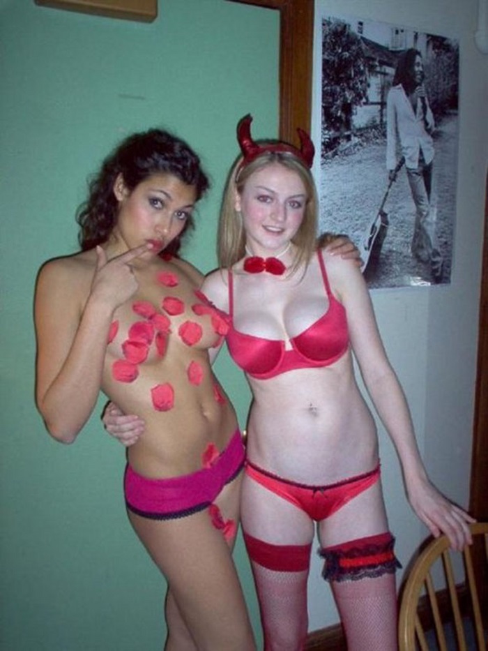 young teen college girls at halloween parties