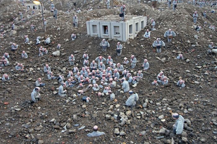 Follow the Leaders, A Corporate City in Ruins by Isaac Cordal, Place du Bouffay, Nantes, France