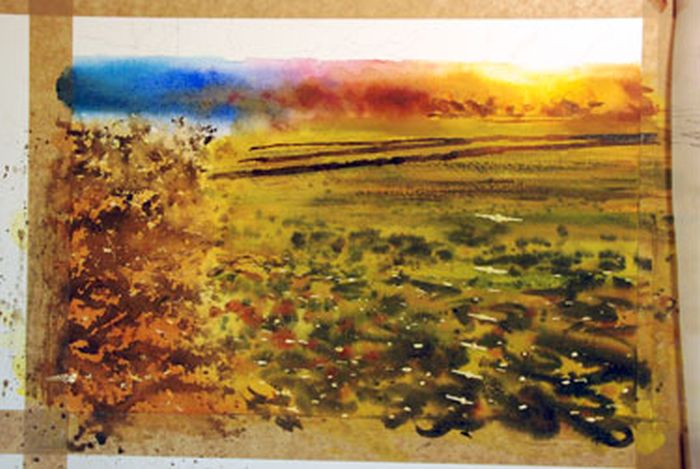 Watercolour landscape painting by Joe Francis Dowden