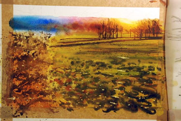 Watercolour landscape painting by Joe Francis Dowden