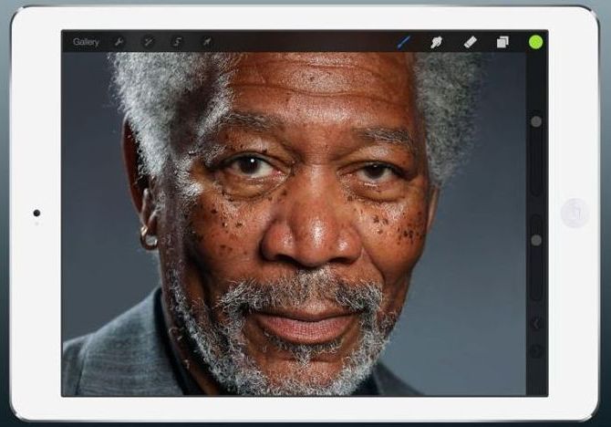 Morgan Freeman iPad drawing by Kyle Lambert