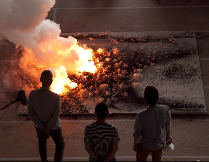 Explosion Events, gunpowder drawings fire art by Cai Guo-Qiang