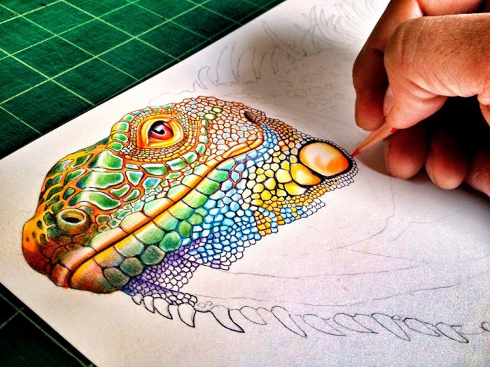 Iguana ink drawing by Timothy James Jeffs