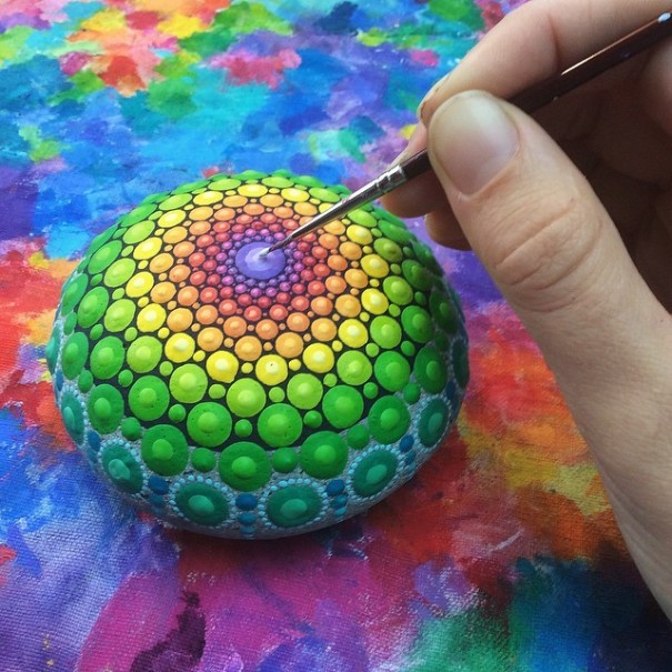 Mandala on ocean stones by Elspeth McLean