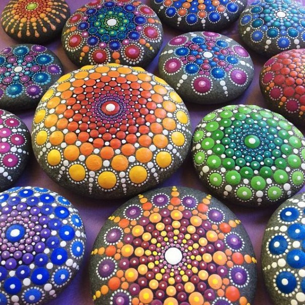 Mandala on ocean stones by Elspeth McLean