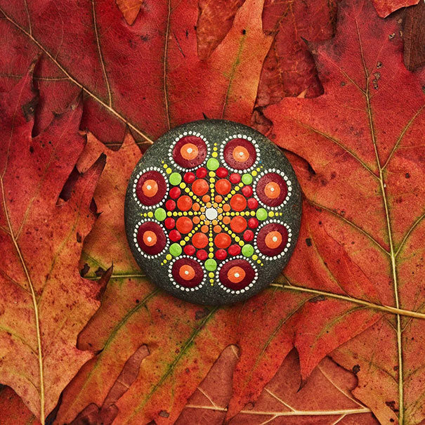 Mandala on ocean stones by Elspeth McLean