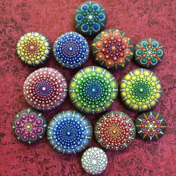 Mandala on ocean stones by Elspeth McLean