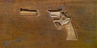 Art & Creativity: school desk table gun art