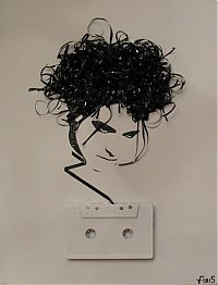 Art & Creativity: portraits made out of cassette tapes