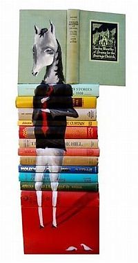 Art & Creativity: artwork on spines of stacked books