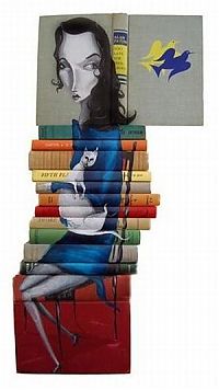 Art & Creativity: artwork on spines of stacked books