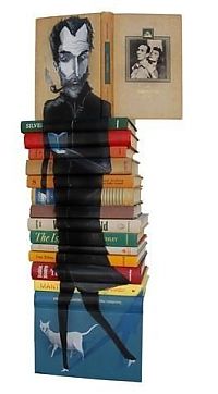 Art & Creativity: artwork on spines of stacked books