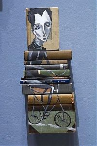 Art & Creativity: artwork on spines of stacked books