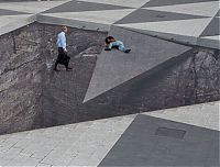 Art & Creativity: Mind your step illusion by Erik Johansson, Sergel's Square, Stockholm, Sweden