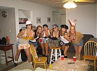 Art & Creativity: young teen college girls at halloween parties