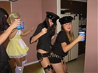 Art & Creativity: young teen college girls at halloween parties