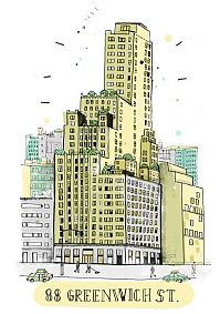 Art & Creativity: Buildings in New York City, illustration by James Gulliver Hancock