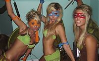 Art & Creativity: young teen college girls at halloween parties