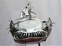 Art & Creativity: Hubcap sculpture creatures by Ptolemy Elrington