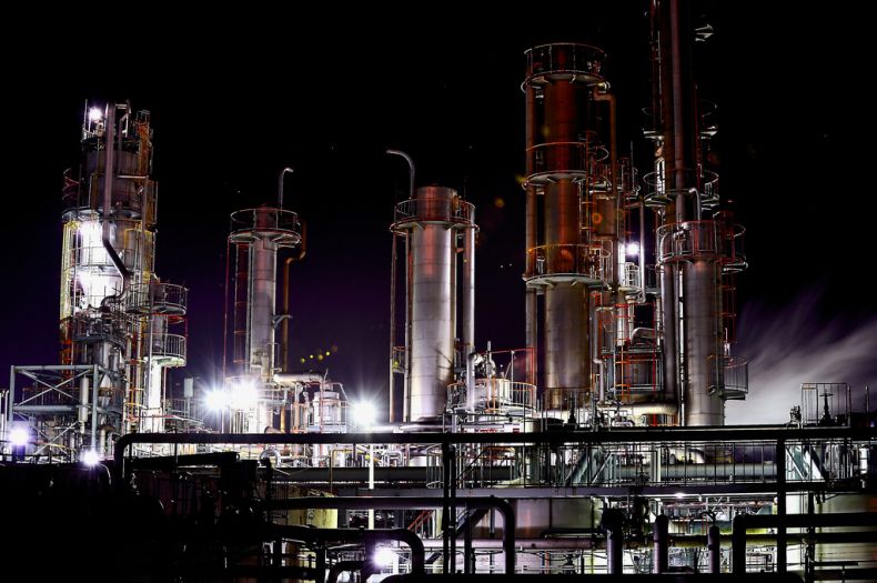 Factory plant in the night, Japan