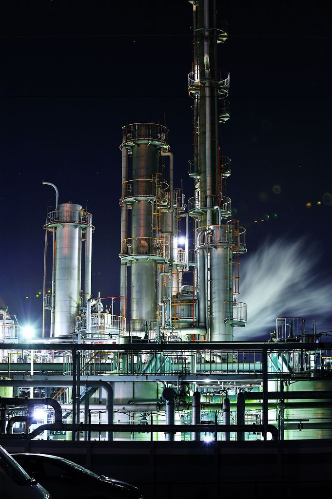 Factory plant in the night, Japan