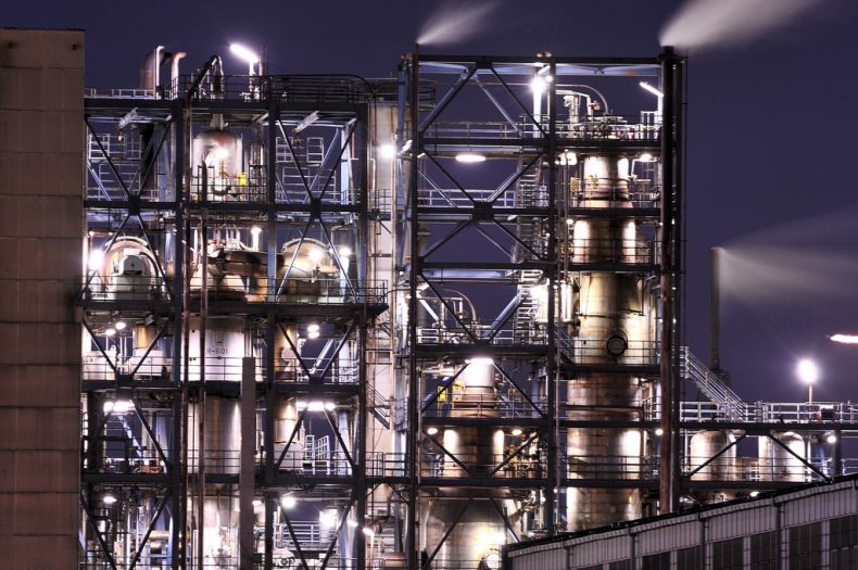 Factory plant in the night, Japan