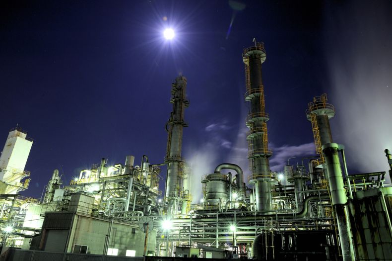 Factory plant in the night, Japan