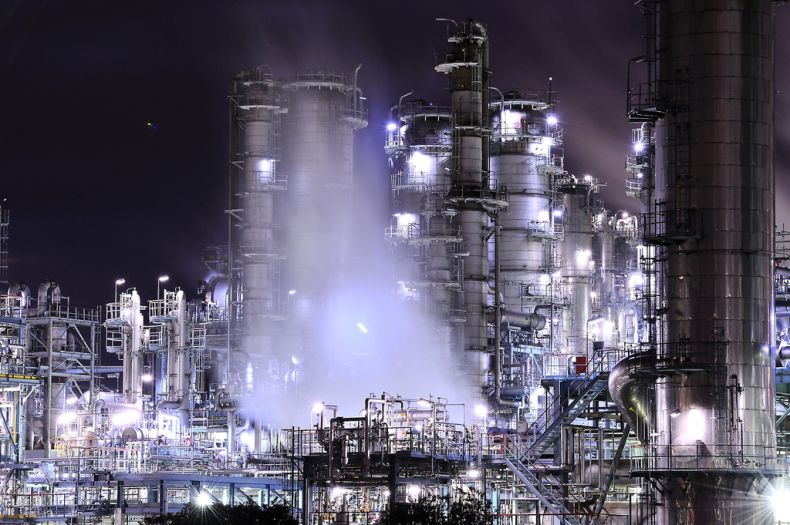 Factory plant in the night, Japan