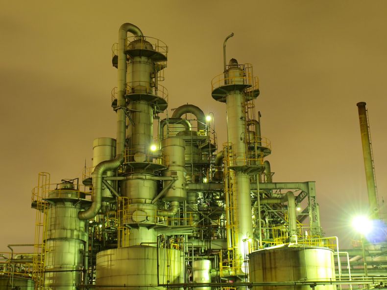 Factory plant in the night, Japan