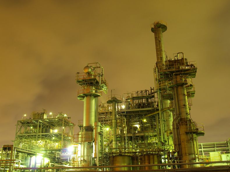 Factory plant in the night, Japan