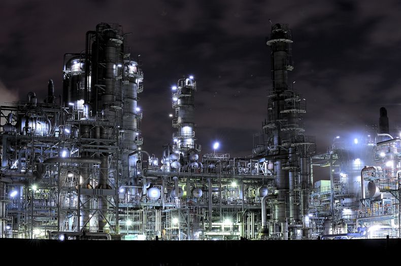 Factory plant in the night, Japan