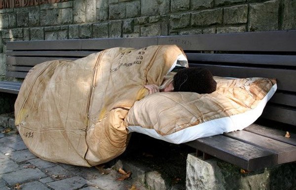 homeless bed from cardboard boxes