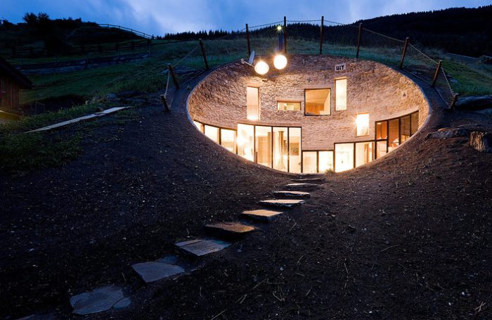 House built inside a mountain, Alps, Switzerland