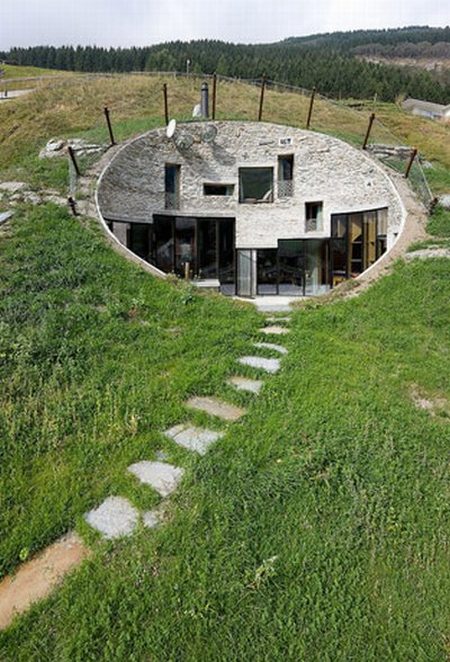 House built inside a mountain, Alps, Switzerland