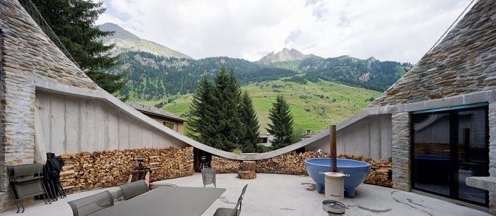 House built inside a mountain, Alps, Switzerland