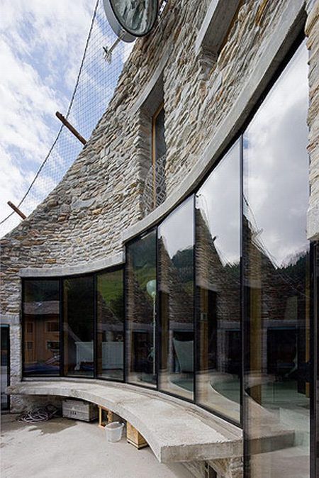 House built inside a mountain, Alps, Switzerland