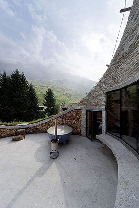 House built inside a mountain, Alps, Switzerland