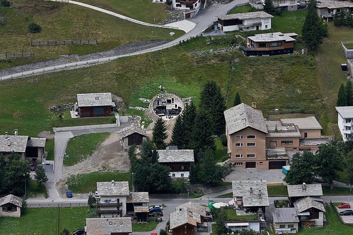 House built inside a mountain, Alps, Switzerland