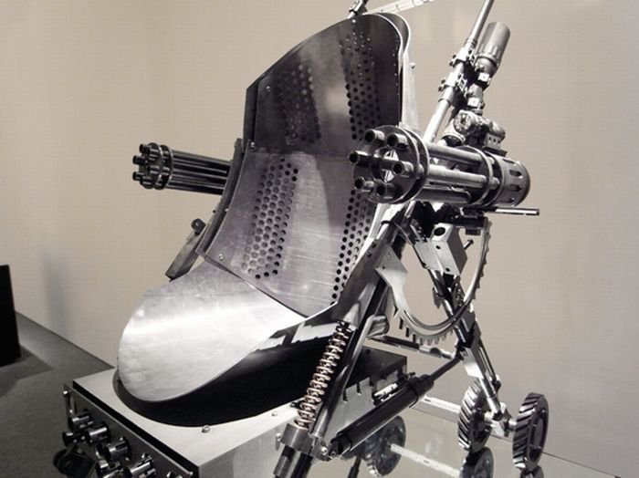 Stroller with machine guns