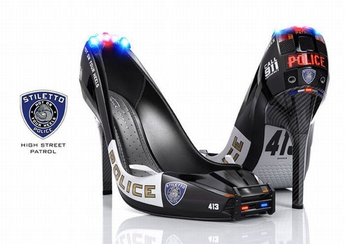 Woman police shoes, designer Tim Cooper