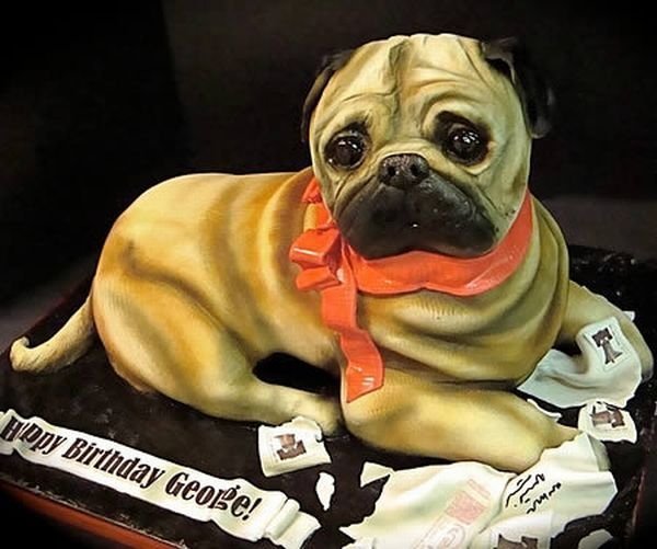 creative dog-shaped cake
