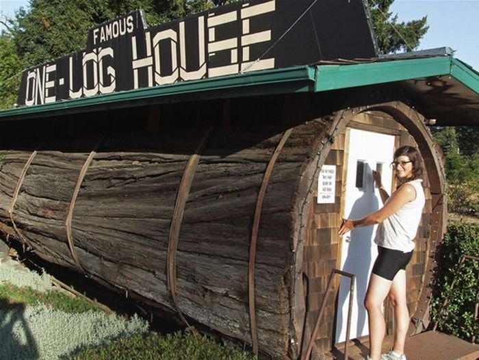 redwood log house