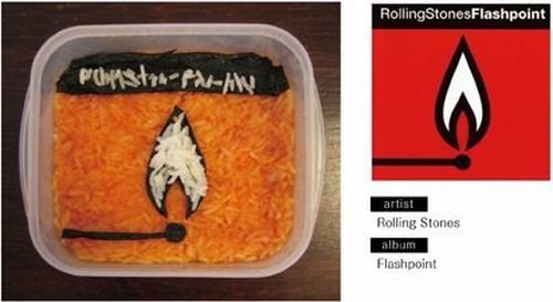 bento lunches decorated as album covers