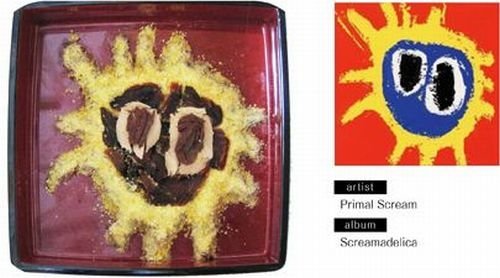 bento lunches decorated as album covers