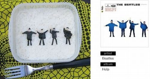 bento lunches decorated as album covers