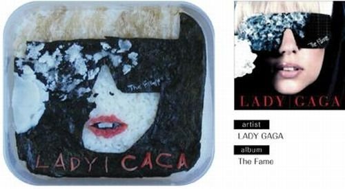 bento lunches decorated as album covers