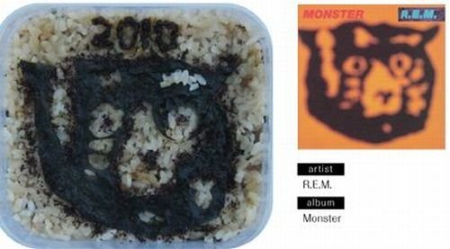 bento lunches decorated as album covers