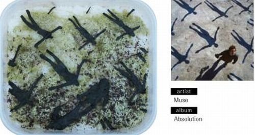 bento lunches decorated as album covers