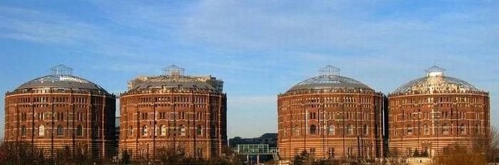 living spaces inside old gasometers