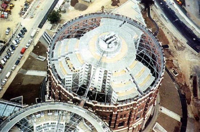 living spaces inside old gasometers